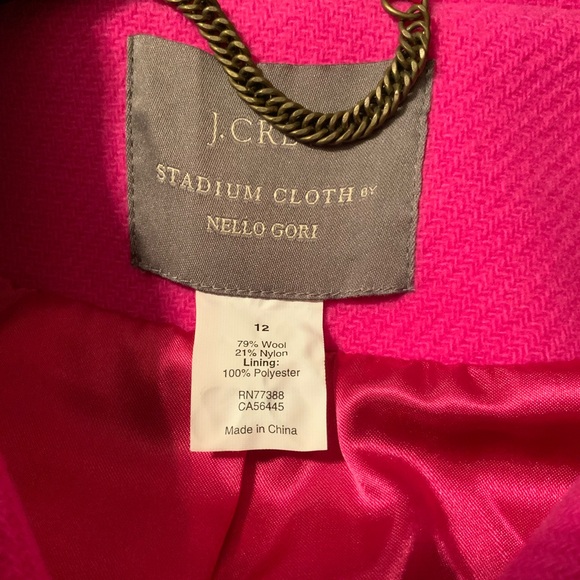 J. Crew Pink Double Breasted Stadium Cloth Pea Coat with Gold Buttons - Picture 7 of 8
